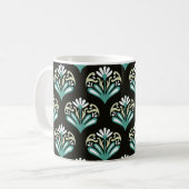 Zwart en Teal Art Deco Koffiemok (Voorkant links)