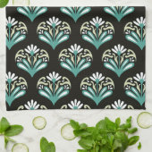 Zwart en Teal Art Deco Theedoek (Gevouwen)