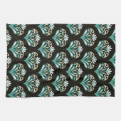 Zwart en Teal Art Deco Theedoek (Horizontaal)