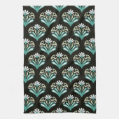 Zwart en Teal Art Deco Theedoek (Verticaal)