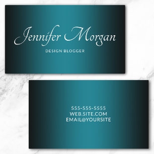 Zwart en Teal Elegante Ombre Visitekaartje