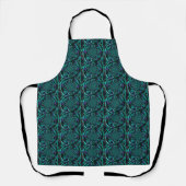 Zwart en Teal Fractale Kunstpatroon Schort (Voorkant)