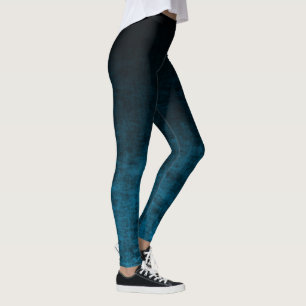 Zwart en Teal Grunge Ombre Textuur Leggings