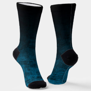 Zwart en Teal Grunge Ombre Textuur Sokken