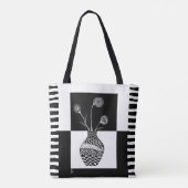 Zwart en terwijl Bloemen in een Vase-Canvas tas (Achterkant)