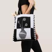 Zwart en terwijl Bloemen in een Vase-Canvas tas (Dichtbij)