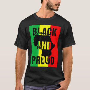 Zwart en trots Afrikaanse kaart Afro-Amerikaans T-shirt