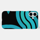 Zwart en turquois Case-Mate iPhone case (Achterkant (horizontaal))