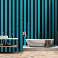 Zwart en turquoise blauw ultra brede 4 inch streep