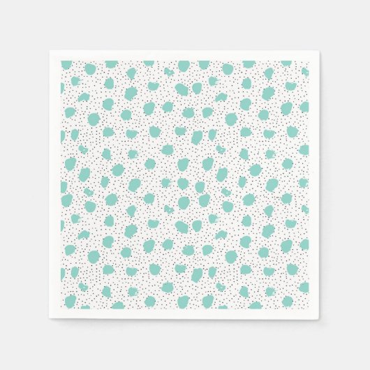 Zwart en Turquoise Brush Stippen Abstract Patroon Servet (Voorkant)
