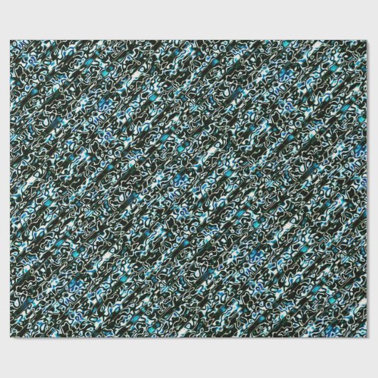 Zwart en Turquoise Cheetah Print Cadeaupapier (Vlak)