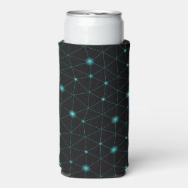 Zwart en turquoise geometrisch patroon op een nek  seltzer blikjeskoeler