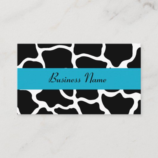 Zwart en Turquoise Giraffe Visitekaartje (Voorkant)