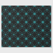 Zwart en Turquoise Kaleidoscope Star Gift Paper Cadeaupapier (Vlak)