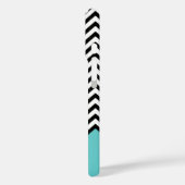 Zwart en Turquoise Modern Chevron Custom Monogram Case-Mate iPhone Case (Achterkant / Links)