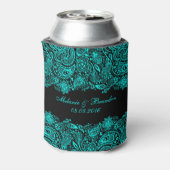 Zwart en turquoise Paisley kant Blikjeskoeler (Blikje Achterkant)