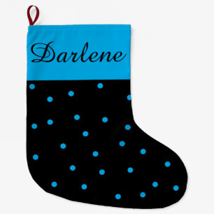 Zwart en turquoise polka stippen: grote kerstsok