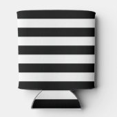 Zwart en Turquoise Preppy Stripes Monogram Blikjeskoeler (Achterkant)