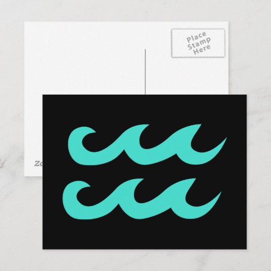 Zwart en Turquoise Waterman Symbool Briefkaart (Voorkant / Achterkant)