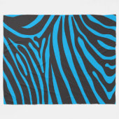 Zwart en Turquoise Zebra Print Fleece Deken (Voorkant (Horizontaal))