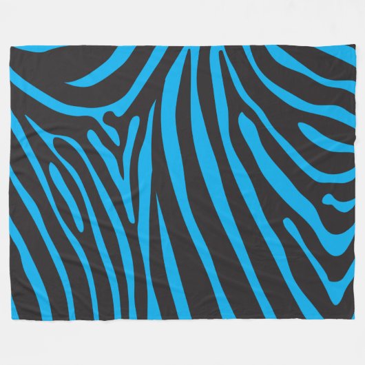 Zwart en Turquoise Zebra Print Fleece Deken (Voorkant (Horizontaal))