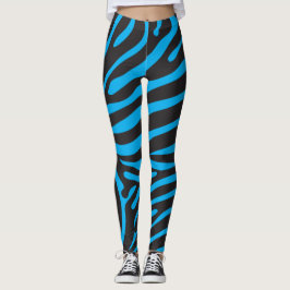 Zwart en Turquoise Zebra Print Leggings