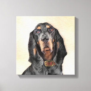 Zwart en twitschilderij - Oorspronkelijke hondenku Canvas Afdruk
