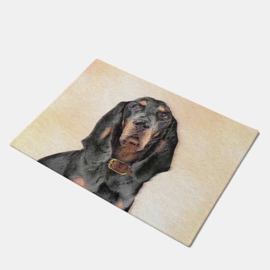 Zwart en twitschilderij - Oorspronkelijke hondenku Deurmat (Schuin)