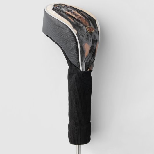 Zwart en twitschilderij - Oorspronkelijke hondenku Golfheadcover (Schuin)