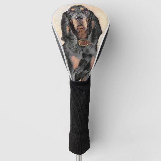 Zwart en twitschilderij - Oorspronkelijke hondenku Golfheadcover (Voorkant)