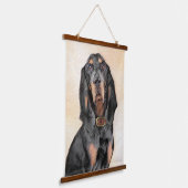 Zwart en twitschilderij - Oorspronkelijke hondenku Hangend Wandkleed (Gebogen)