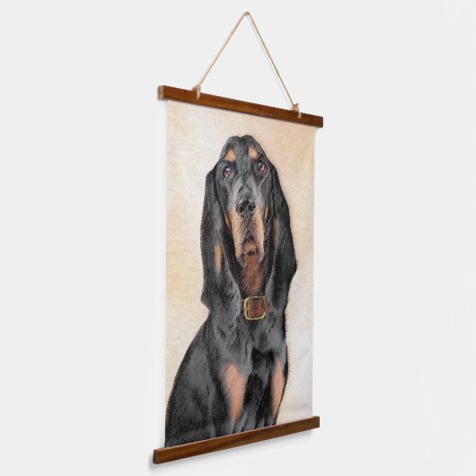 Zwart en twitschilderij - Oorspronkelijke hondenku Hangend Wandkleed (Gebogen)