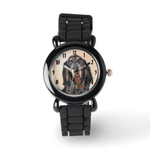 Zwart en twitschilderij - Oorspronkelijke hondenku Horloge