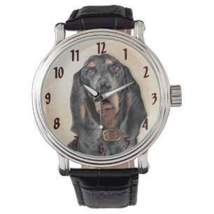 Zwart en twitschilderij - Oorspronkelijke hondenku Horloge