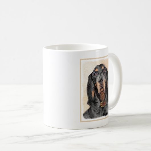 Zwart en twitschilderij - Oorspronkelijke hondenku Koffiemok (Voorkant rechts)
