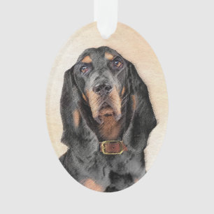 Zwart en twitschilderij - Oorspronkelijke hondenku Ornament