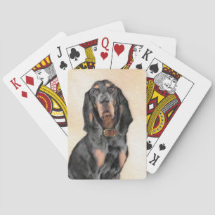 Zwart en twitschilderij - Oorspronkelijke hondenku Pokerkaarten