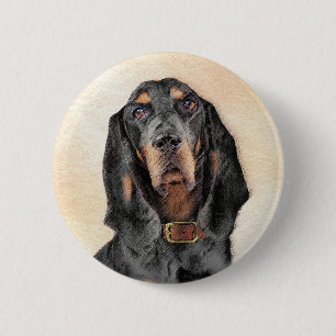 Zwart en twitschilderij - Oorspronkelijke hondenku Ronde Button 5,7 Cm