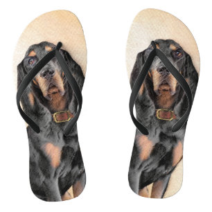 Zwart en twitschilderij - Oorspronkelijke hondenku Teenslippers