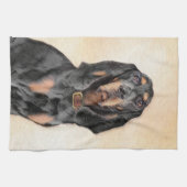 Zwart en twitschilderij - Oorspronkelijke hondenku Theedoek (Horizontaal)