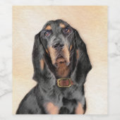 Zwart en twitschilderij - Oorspronkelijke hondenku Wijn Etiket (Enkel label)