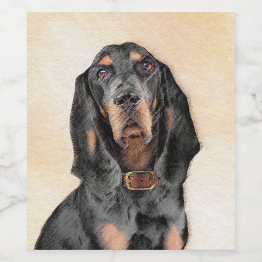 Zwart en twitschilderij - Oorspronkelijke hondenku Wijn Etiket (Enkel label)