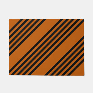 Zwart en verbrand oranje vijf strips deurmat