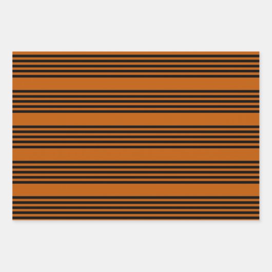 Zwart en verbrand oranje vijf strips inpakpapier vel (Voorkant)
