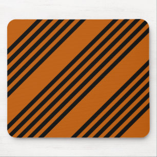 Zwart en verbrand oranje vijf strips muismat