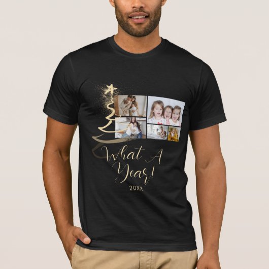 Zwart en verloopgoud glitter-structuur 5 Foto's T-shirt (Voorkant)