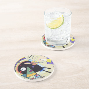 Zwart en Violet - Kandinsky Zandsteen Onderzetter