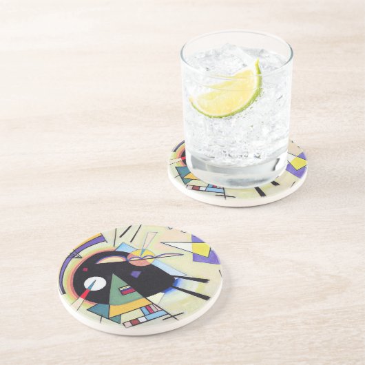 Zwart en Violet - Kandinsky Zandsteen Onderzetter (Zijkant)