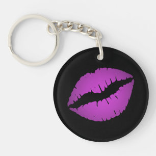 Zwart en  Violet Ombre Lipstick Pout Kiss Sleutelhanger