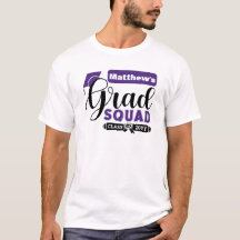Zwart en Violet Text Male's White Afstudeerder Squ